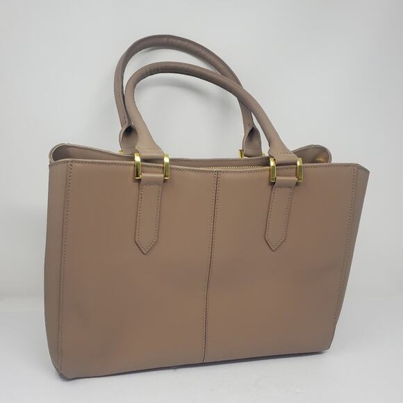 Joy Mangano Taupe Leather large structured handbag Great condition - Picture 10 of 11